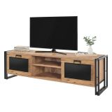 Mobile TV quercia e nero 180x45x50h cm 2 ante - Luban