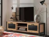 Mobile TV quercia e nero 180x45x50h cm 2 ante - Luban