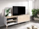 Mobile TV rovere e bianco 155x43x47h cm modulabile - Allesia