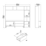Mobile TV rovere e bianco lucido 208x48x182h cm 2 ante e 2 cassetti - Calabria