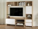 Mobile TV rovere e bianco lucido 208x48x182h cm 2 ante e 2 cassetti - Calabria
