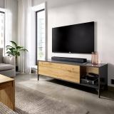 Mobile TV rovere nodi e antracite 132x38x44h cm modulabile - Porcia