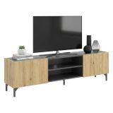 Mobile TV rovere nodi e antracite 161x35x45h cm 2 ante - Arya