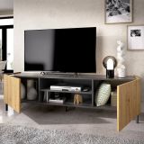 Mobile TV rovere nodi e antracite 161x35x45h cm 2 ante - Arya