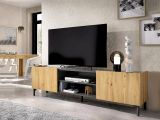 Mobile TV rovere nodi e antracite 161x35x45h cm 2 ante - Arya