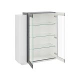 Mobile vetrina 2 ante 120x45x115h cm bianco lucido e ardesia - Austino