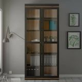 Mobile vetrina 2 ante 88x36x200h cm nero e noce - Axinte