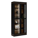 Mobile vetrina 2 ante 88x36x200h cm nero e noce - Axinte