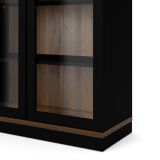 Mobile vetrina 2 ante 88x36x200h cm nero e noce - Axinte