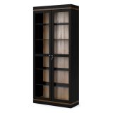 Mobile vetrina 2 ante 88x36x200h cm nero e noce - Axinte