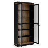 Mobile vetrina 2 ante 88x36x200h cm nero e noce - Axinte