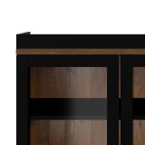 Mobile vetrina 2 ante 88x36x200h cm nero e noce - Axinte
