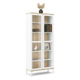 Mobile vetrina 2 ante 88x36x202h cm bianco e quercia - Hudhud