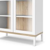 Mobile vetrina 2 ante 88x36x202h cm bianco e quercia - Hudhud