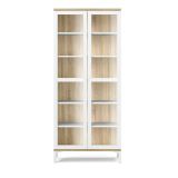 Mobile vetrina 2 ante 88x36x202h cm bianco e quercia - Hudhud