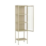 Mobile vetrina minimal in metallo 42x35x160h cm panna - Laces