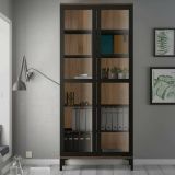 Mobile vetrina per studio 2 ante 88x36x202h cm nero e noce - Hudhud