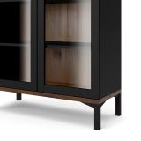 Mobile vetrina per studio 2 ante 88x36x202h cm nero e noce - Hudhud