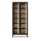 Mobile vetrina per studio 2 ante 88x36x202h cm nero e noce - Hudhud