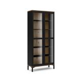 Mobile vetrina per studio 2 ante 88x36x202h cm nero e noce - Hudhud