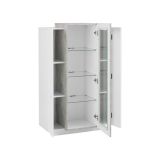 Mobile vetrina salotto 3 ante 80x38x121h cm bianco lucido e cemento - Ablaze