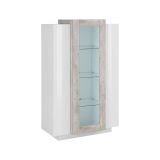 Mobile vetrina salotto 3 ante 80x38x121h cm bianco lucido e cemento - Ablaze