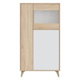 Mobile vetrina soggiorno 3 ante 77x33x142h cm rovere e bianco - Altavista