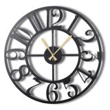 Orologio Nero Materiale Struttura in Metallo 70x70h cm, - Motafa