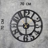 Orologio Nero Materiale Struttura in Metallo 70x70h cm, - Motafa