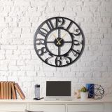 Orologio Nero Materiale Struttura in Metallo 70x70h cm, - Motafa