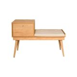 Panca Aeliana, Panchina multiuso, Seduta per ospiti, Cassapanca multifunzione, 40x105h45 cm, Quercia e Crema