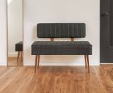 Panca Alpha, Panchina multiuso, Seduta per ospiti, Cassapanca multifunzione, 90x39h40 cm, Noce e Antracite
