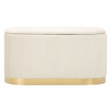 Panca Bianco Crema oro con due Sgabelli, Panca Contenitore Materiale Struttura in Metallo 80x37x42h cm, Colore Seduta Bianco - Soroti