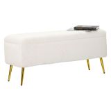 Panca contenitore rivestita bianca e oro 112x42x50h cm - Aiano