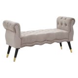 Panca Grigio Nero in Velluto, con Braccioli e Dettagli Dorati Materiale Struttura in Tessuto 120x40x60h cm, Colore Seduta Grigio - Humahu