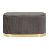Panca Grigio Scuro oro con due Sgabelli, Panca Contenitore Materiale Struttura in Metallo 80x37x42h cm, Colore Seduta Grigio - Soroti