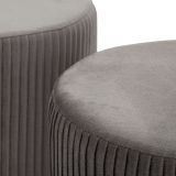 Panca Grigio Scuro oro con due Sgabelli, Panca Contenitore Materiale Struttura in Metallo 80x37x42h cm, Colore Seduta Grigio - Soroti