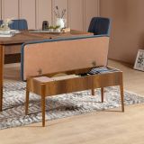 Panca Marrone Noce blu Peso Supportato 130 kg Colore Struttura blu 110x40x48h cm, Altezza Seduta 48 cm - Arielli