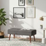 Panca Marrone Noce Nero Antracite Peso Supportato 130 kg Colore Struttura Nero 105x40x49h cm, Altezza Seduta 40 cm - Falcon