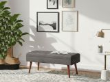 Panca Marrone Noce Nero Antracite Peso Supportato 130 kg Colore Struttura Nero 105x40x49h cm, Altezza Seduta 40 cm - Falcon