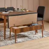 Panca Marrone Noce Nero Antracite Peso Supportato 130 kg Colore Struttura Nero 110x40x48h cm, Altezza Seduta 48 cm - Arielli