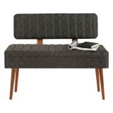 Panca Marrone Noce Nero Antracite Peso Supportato 150 kg Colore Struttura Nero 105x40x85h cm, Altezza Seduta 40 cm - Barthelemy