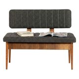 Panca Marrone Noce Nero Antracite Peso Supportato 150 kg Colore Struttura Nero 110x40x85h cm, Altezza Seduta 48 cm - Salento