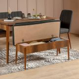 Panca Marrone Noce Nero Antracite Peso Supportato 150 kg Colore Struttura Nero 110x40x85h cm, Altezza Seduta 48 cm - Salento