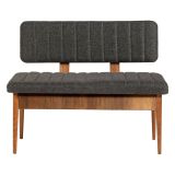 Panca Marrone Noce Nero Antracite Peso Supportato 150 kg Colore Struttura Nero 110x40x85h cm, Altezza Seduta 48 cm - Salento