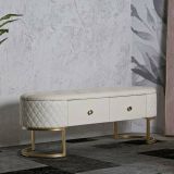 Panca shabby bianca e oro 120x40x43h cm - Golfo