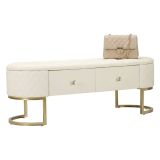 Panca shabby bianca e oro 120x40x43h cm - Golfo