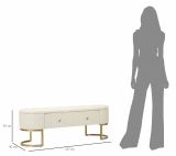 Panca shabby bianca e oro 120x40x43h cm - Golfo