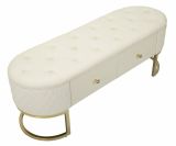 Panca shabby bianca e oro 120x40x43h cm - Golfo