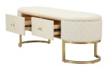 Panca shabby bianca e oro 120x40x43h cm - Golfo